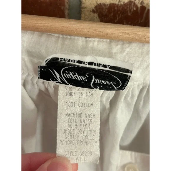 Maggie Sweet White Cotton Puff Sleeve Button Front Blouse Women's Small - Picture 4 of 4